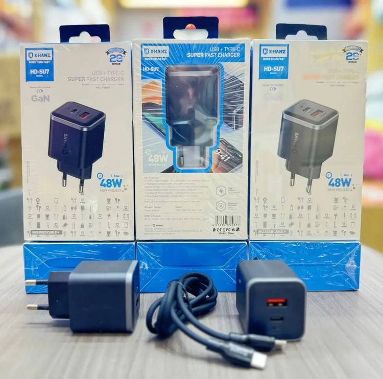 شارژر ۴۸ وات مدل X-HANZ (ایکس هنز) سوپر فست به همراه کابل