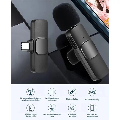 میکروفون دو تایی بی سیم یقه ای مدل K9 برای آیفون و اندروید