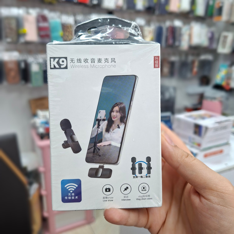 میکروفون دو تایی بی سیم یقه ای مدل K9 برای آیفون و اندروید
