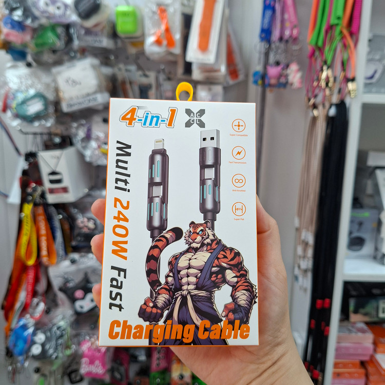 کابل شارژ ژله ای 4 کاره 4in1 مدل 240 وات 2 متری